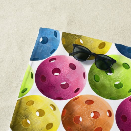 Serviette De Plage Pickleballs multicolores (En situation)