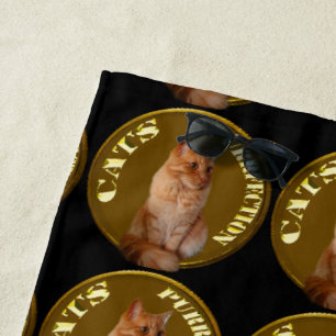 Serviette De Plage Pièces De Chat D'Or Avec Chat De Gingembre,