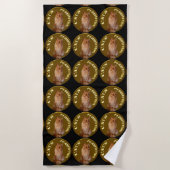 Serviette De Plage Pièces De Chat D'Or Avec Chat De Gingembre, (Devant)