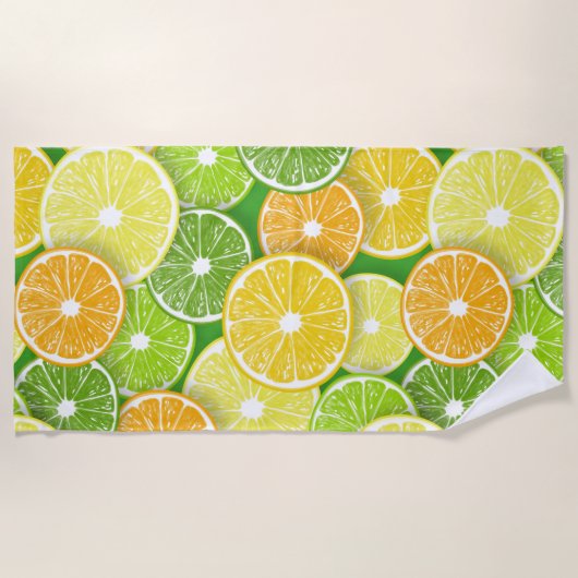 Serviette De Plage Pièces de fruits d'agrumes pop art 3 (Devant)