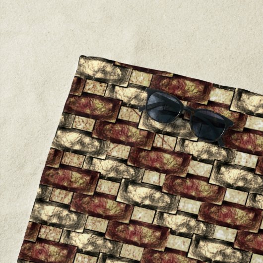 Serviette De Plage Pièces rectangulaires sculptées tachetées, dorées (En situation)