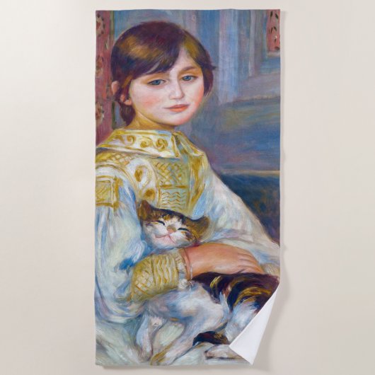 Serviette De Plage Pierre-Auguste Renoir - Enfant avec chat (Devant)