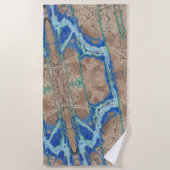 Serviette De Plage Pierre azurite Beige et Turquoise (Devant)