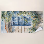 Serviette De Plage Pierre Bleu Fenêtre Mur Chaumière Vignes (Devant)