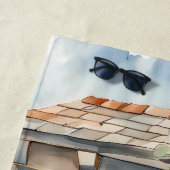 Serviette De Plage Pierre Bleu Fenêtre Mur Chaumière Vignes (En situation)