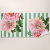 Serviette De Plage Pies roses Grandes Vertes (Devant)