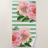 Serviette De Plage Pies roses Grandes Vertes (Devant)