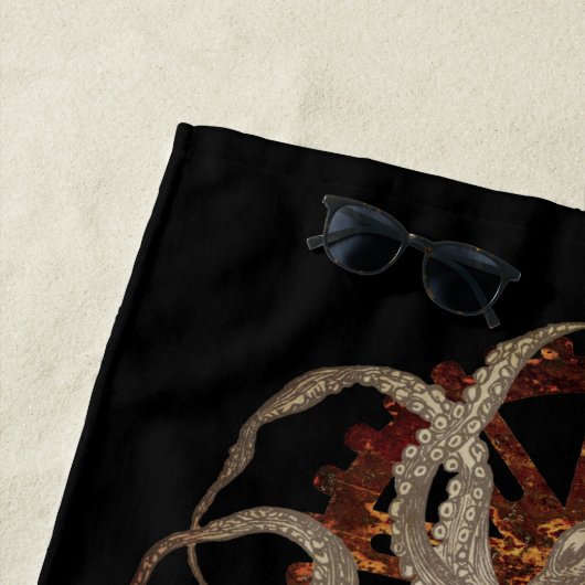 Serviette De Plage Pieuvre en vapeur et engrenage à réchaud (En situation)