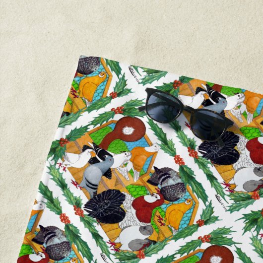 Serviette De Plage Pigeons de Christmas (En situation)
