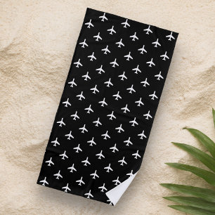 Serviette De Plage Pilote d'avions modernes noir et blanc