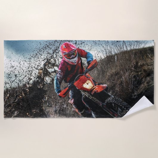 Serviette De Plage Pilote de vélo droit jetez l'oreiller (Devant)