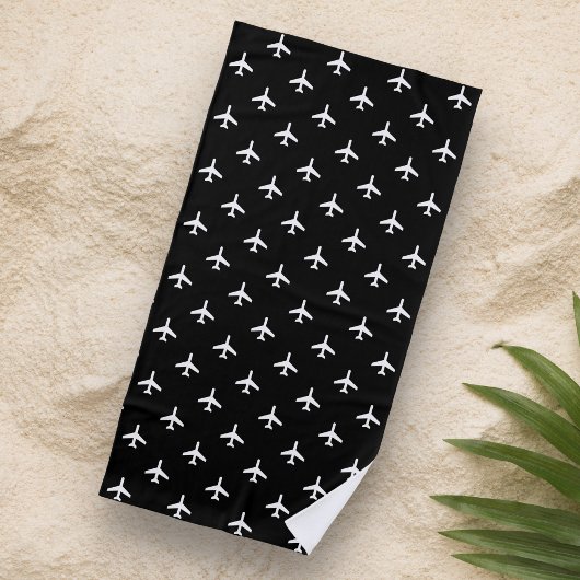 Serviette De Plage Pilote moderne noir et blanc d'avions