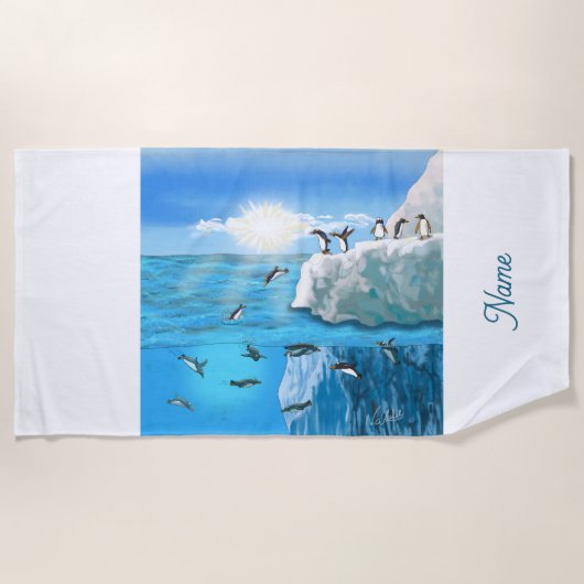 Serviette de plage Pingouins FR (Devant)
