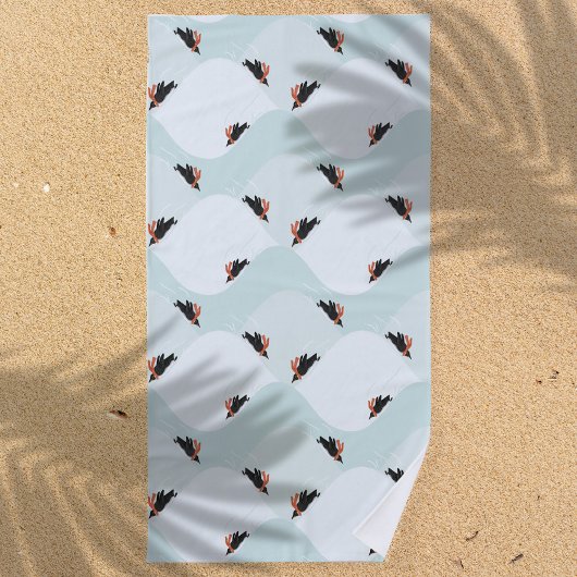 Serviette De Plage Pingouins joueurs glissement sur Motif de neige