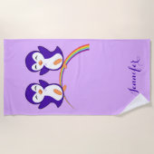 Serviette De Plage Pingouins mous sur arc-en-ciel (Devant)
