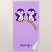 Serviette De Plage Pingouins mous sur arc-en-ciel (Devant)