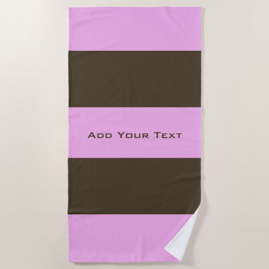 Serviette De Plage Pink and Chocolat Brown Stripes par Shirley Taylor (Devant)