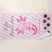 Serviette De Plage Pink Axolotl Boba Tea Stripes (Devant)