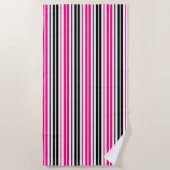 Serviette De Plage Pink Black White Stripes Pattern Design  (Devant)