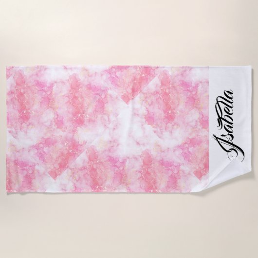 Serviette De Plage Pink Boho minimalist Ephemera ornament (Devant)
