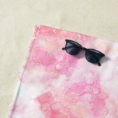 Serviette De Plage Pink Boho minimalist Ephemera ornament (En situation)