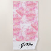 Serviette De Plage Pink Boho minimalist Ephemera ornament (Devant)
