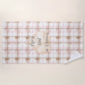Serviette De Plage Pink Brown White Plaid Stripes Leaf (Devant)