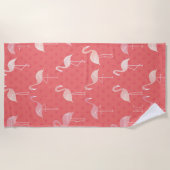 Serviette De Plage Pink Coral Red Flamingo Pattern Personalized (Devant)