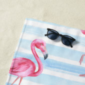 Serviette De Plage Pink Flamingo Monogram (En situation)