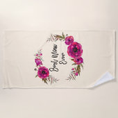 Serviette De Plage Pink Fuchsia Populaire Wreath Meilleur Maman Jamai (Devant)