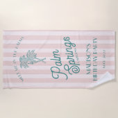 Serviette De Plage Pink Palm Spring Pastel Beach Anniversaire (Devant)