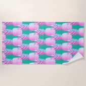 Serviette De Plage Pink Pineapples Caribbean Blue   (Devant)