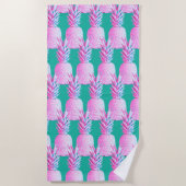 Serviette De Plage Pink Pineapples Caribbean Blue   (Devant)