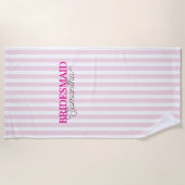 Serviette De Plage Pink Strialized Personnalisé Nom De Script Bridesm (Devant)