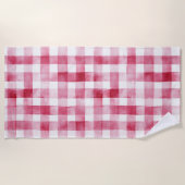Serviette De Plage Pink White Plaid Stripes Anniversaire (Devant)