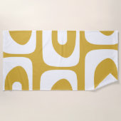 Serviette De Plage Piquet moderne du siècle Abstrait moutarde & blanc (Devant)