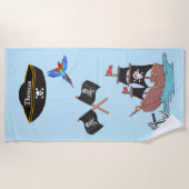 Serviette De Plage Pirate bateau Crossbones de crâne noir drapeau (Devant)