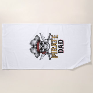 Serviette De Plage Pirate Dad Skull Sword Vintage Engraving Shirt_1