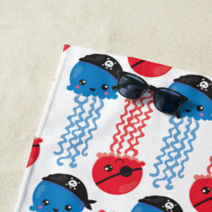 Serviette De Plage Pirate Jellyfish, Motif de méduses, Sea Animaux