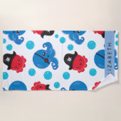Serviette De Plage Pirate Octopus, Motif Octopus, Mer, Votre Nom (Devant)