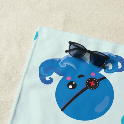 Serviette De Plage Pirate Octopus, Pirate Jellfish, Mer, Votre Nom (En situation)