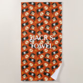 Serviette De Plage Pirate Skull & Cross Bones. Nom modifiable. (Devant)