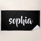 Serviette De Plage Piscine d'été noire moderne Nom monogramme (Devant)