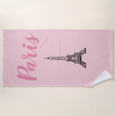 Serviette De Plage Piscine d'été Tour Eiffel rose Paris (Devant)