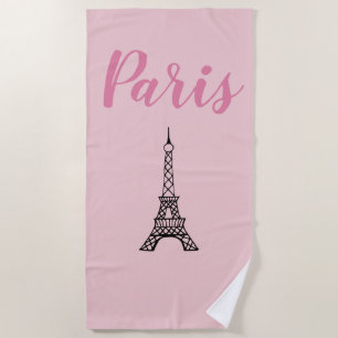 Serviette De Plage Piscine d'été Tour Eiffel rose Paris