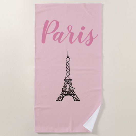 Serviette De Plage Piscine d'été Tour Eiffel rose Paris (Devant)
