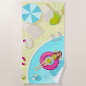 Serviette De Plage Piscine fille en bikini plage d'été (Devant)
