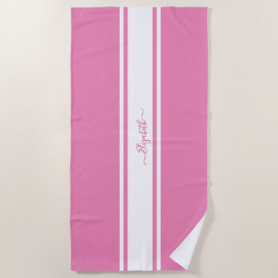 Serviette De Plage Piscine Monographique Moderne Rose White Racing
