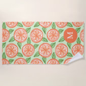Serviette De Plage Piscine motif orange d'agrumes monogrammes (Devant)