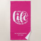 Serviette De Plage Piscine Rose (Devant)